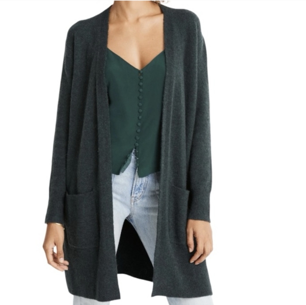 Madewell Kent Cardigan Alpaca Sweater Size Small Heather Forest Green G9611 EUC